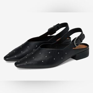 Lucky Brand Black brigget Studded Slingback Pointed Flats size 8.5